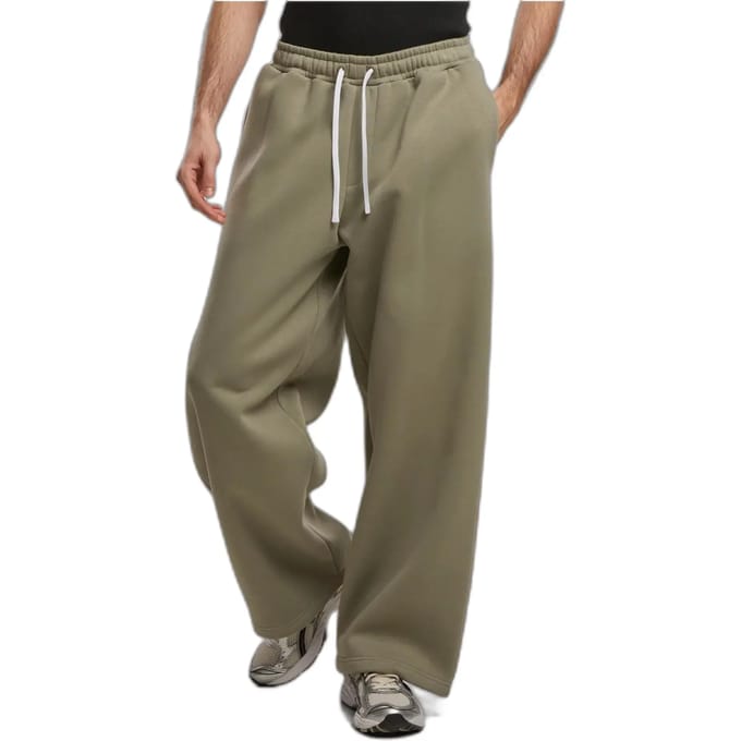Urban Classics - Fluffy Wide Leg Heren joggingbroek - M - Olijfgroen