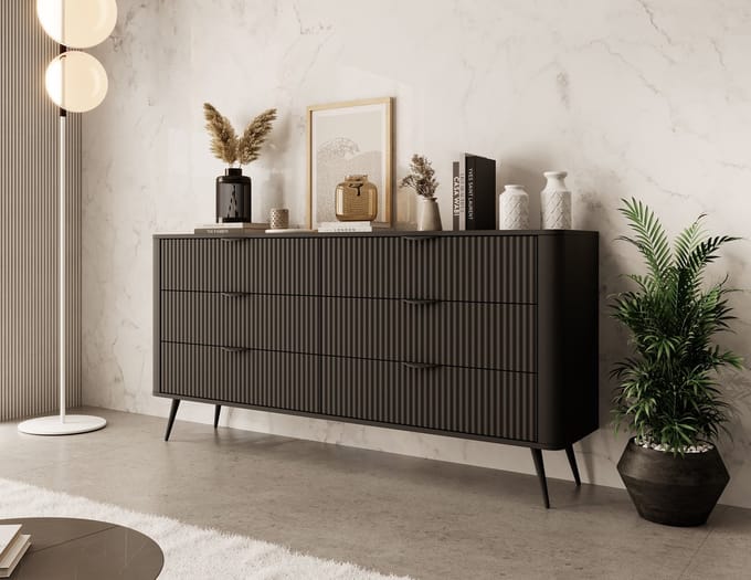 Meubella - Ladekast Lima - Zwart - 163 cm