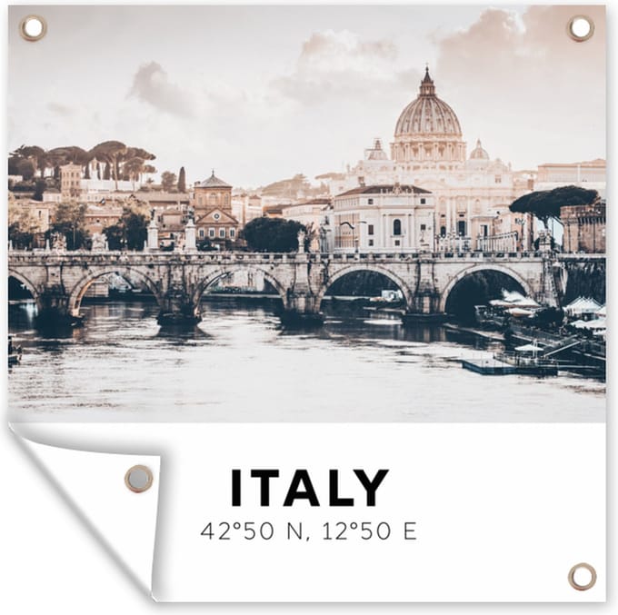 Tuindoek Rome - Italië - Zomer - Skyline - Water - 100x100 cm