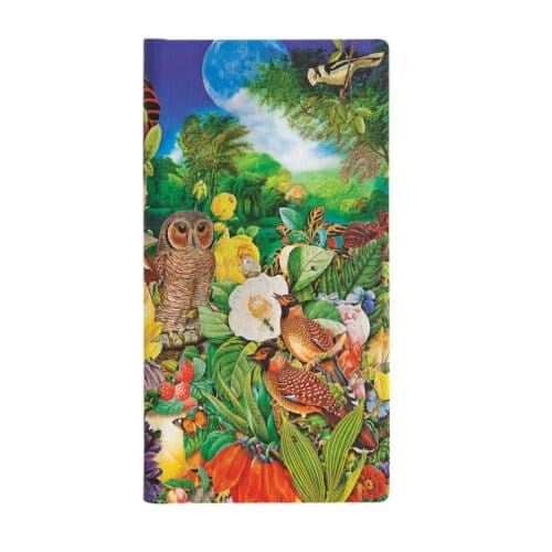 Paperblanks cahier, formaat 9 x 18 cm., uitvoering moon garden slim, gelinieerd