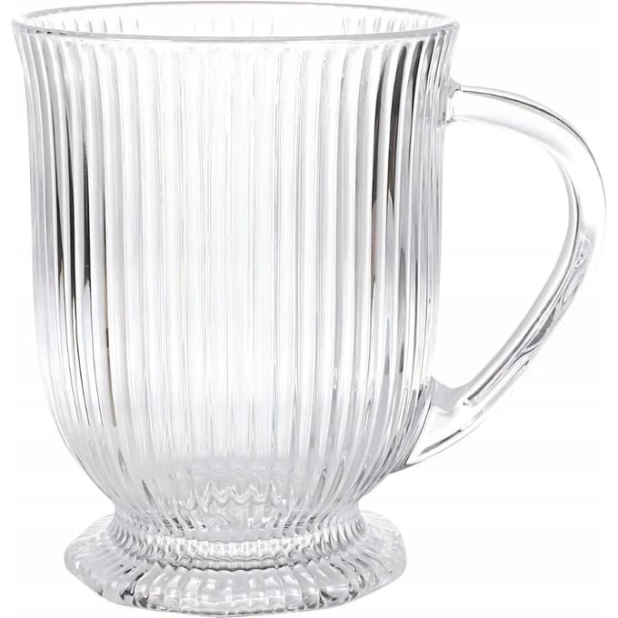 Altom Selena Serie - Glazen Latte Mok - 500ml - Geribbeld - Met Voet