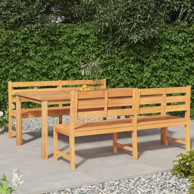 vidaXL - 3-delige - Tuinset - massief - teakhout