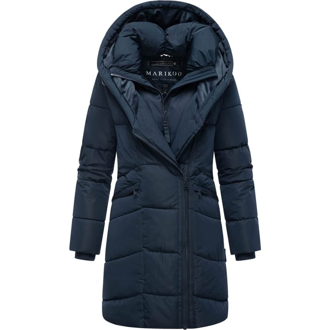 Marikoo dames gewatteerde mantel Virenaa met layer-look & fleecevoering