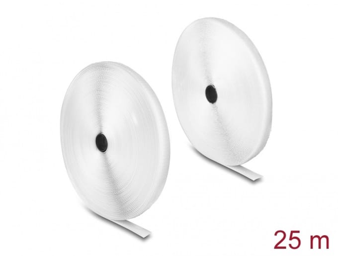 Delock Heavy-duty Hook-and-Loop tape L 25 m x W 20 mm white