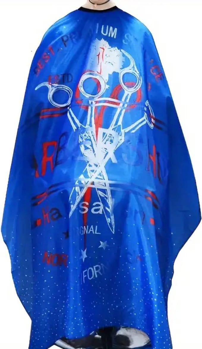 Nivard Baardschort - Beard Bib - Scheerschort - Baard Cape - Kappersmantel - Kapmantel - Blauw