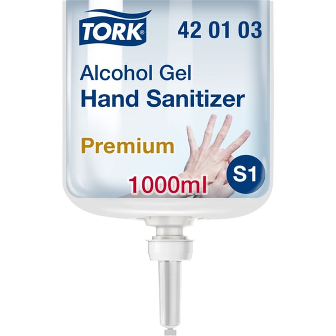 Handdesinfectie Tork S1 Premium alcoholgel ongeparfumeerd 1000 ml 420103