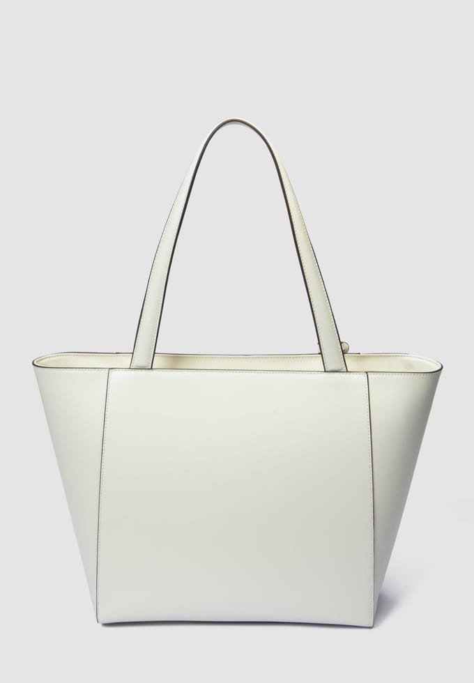 LA FIERA Leren Tote Bag in Gebroken Wit