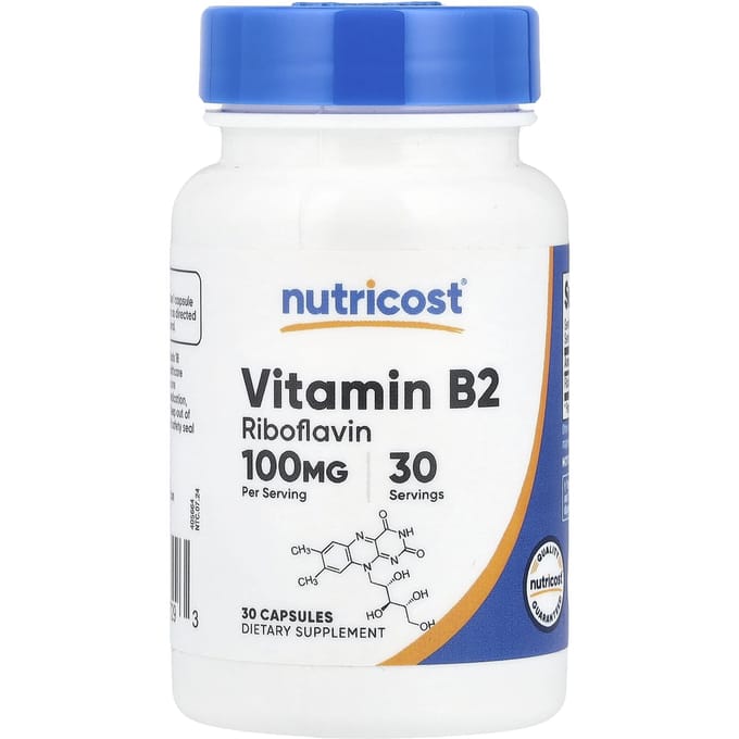 Nutricost, Vitamine B2, 100 mg, 30 capsules