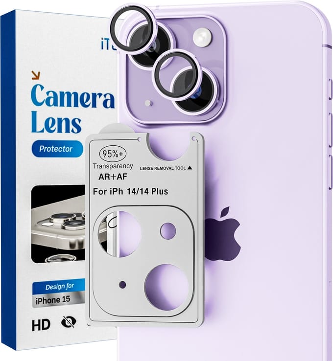 Camera Lens Screen Protector - Geschikt voor iPhone 14/14 Plus - 9H Bescherming - Paars