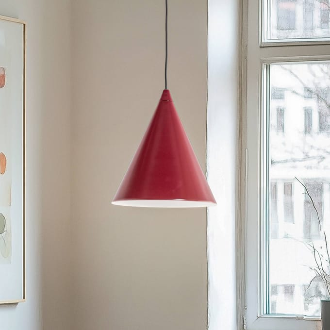 ALDEX Hanglamp Form, wijnrood, metaal, Ø 24 cm, kegelvormig, E27