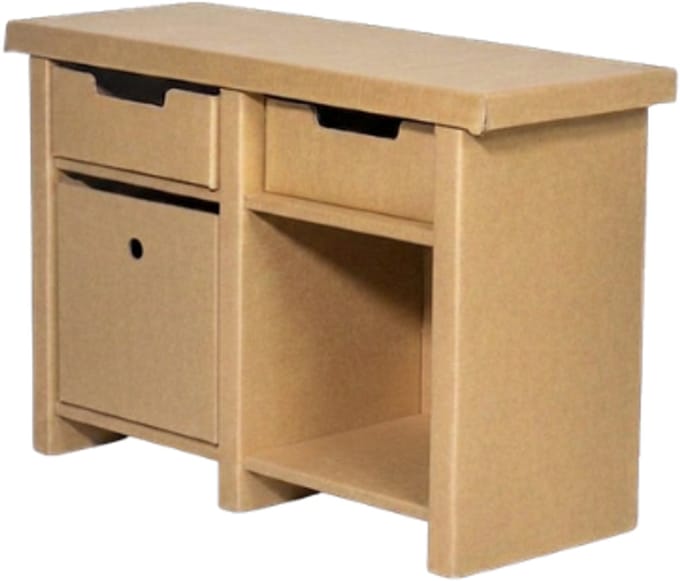 Kartonnen lage open kast - Zonder kleine lades / Met 1 grote opbergbak - 75 x 30 x 50 cm - Kartent