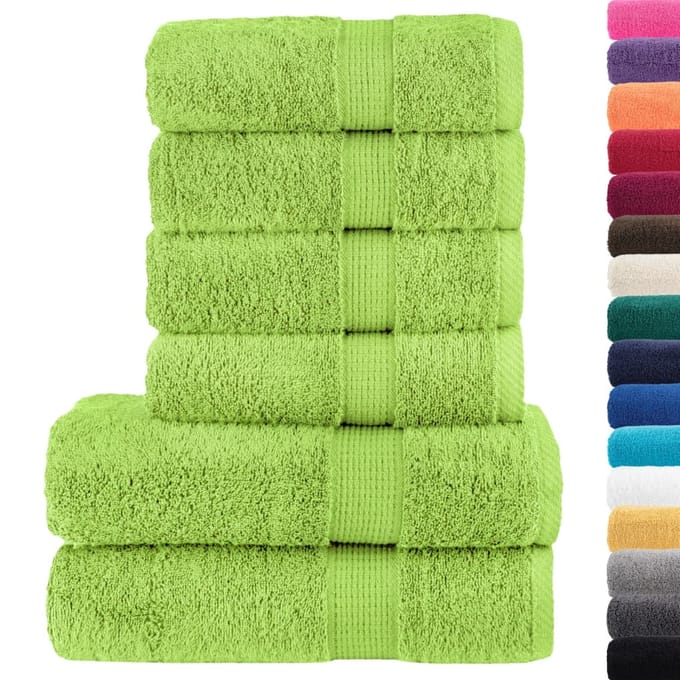 vidaXL - 6-delige - Handdoekenset - SOLUND - 600 - g/m² - appelgroen