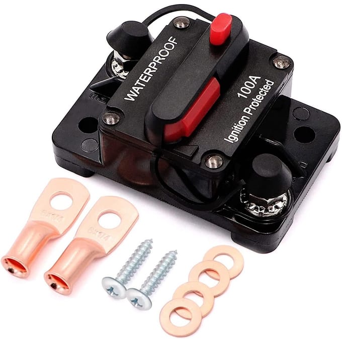 Waterdichte 100A Stroomonderbreker Handmatige Reset voor Boot, Auto, ATV - 12V/48V DC Zekering