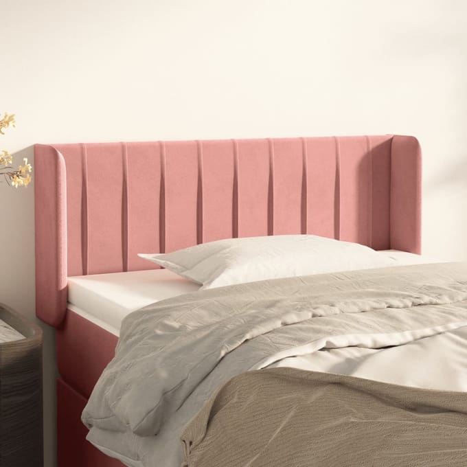 vidaXL - Hoofdbord - met - randen - 93x16x78/88 - cm - fluweel - roze