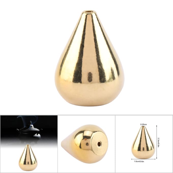 Porte-encens Brûleur de Forme Unique pour Décoration Maison Bureau Cadeau (Grande Forme Goutte) beige