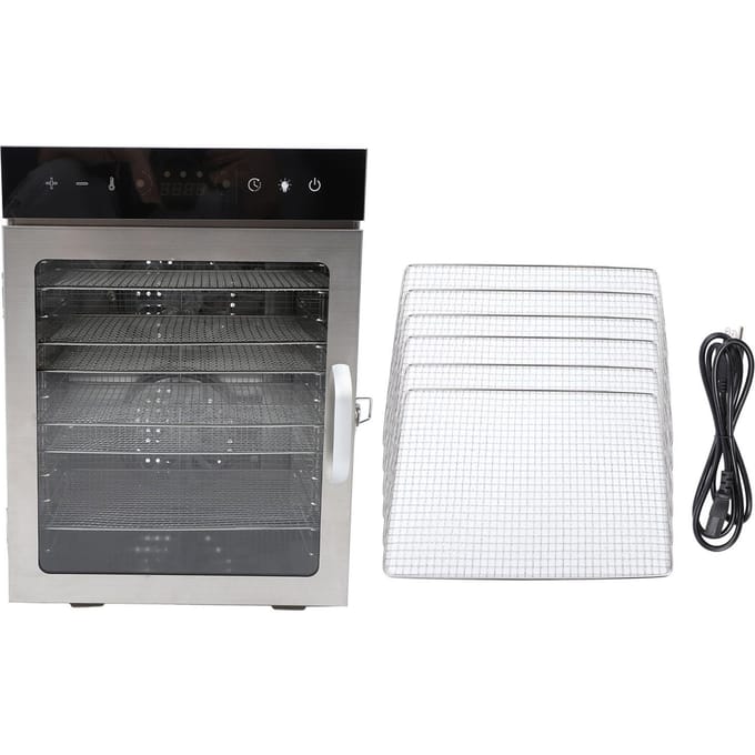 Voedseldroogmachine 12 roestvrijstalen trays 800W Dehydrator Jerky Droger met verstelbare black