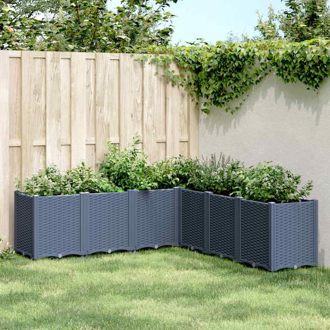 vidaXL - Plantenbak - 160x160x53 - cm - polypropeen - blauwgrijs