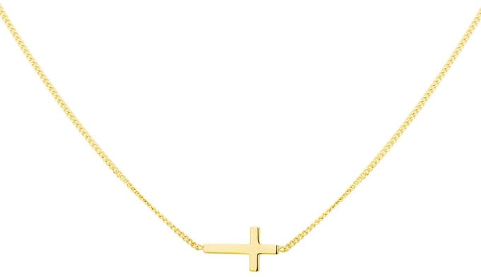 collier kruis 40 + 5 cm 3 micron zilver verguld (geel)