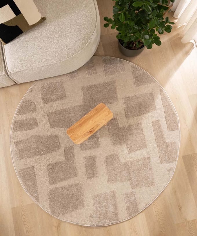 Rond vloerkleed Scandinavisch - Contour Stone beige 100