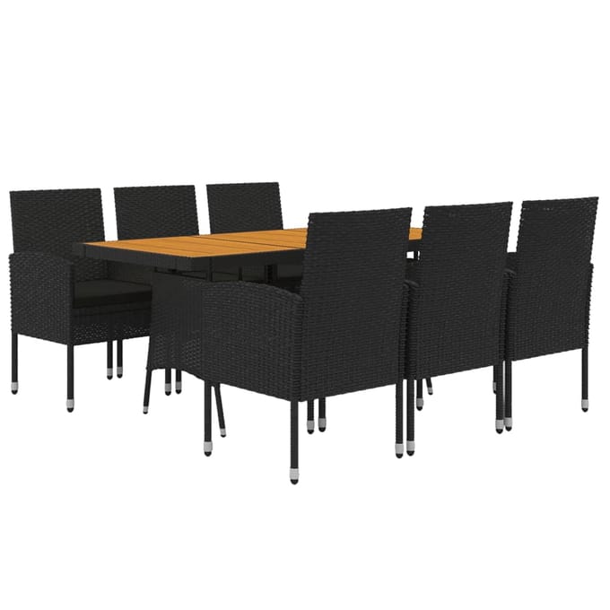 vidaXL - 7-delige - Tuinset - poly - rattan - zwart