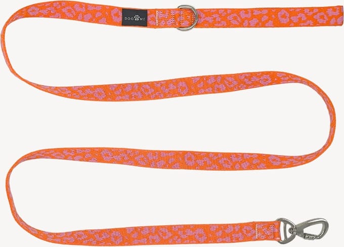 Panter - Oranje/Roze - Hondenriem - S- 2 cm breed - 2 m / 2 meter / 200 cm lang- Leiband hond