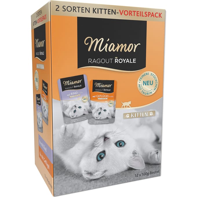 Probeerpakket Miamor Ragout Royale in Gelei Kitten Kattenvoer - Gevogelte en Rund in Gelei