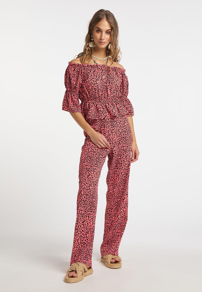 IZIA carmen blouse Dames roze/zwart