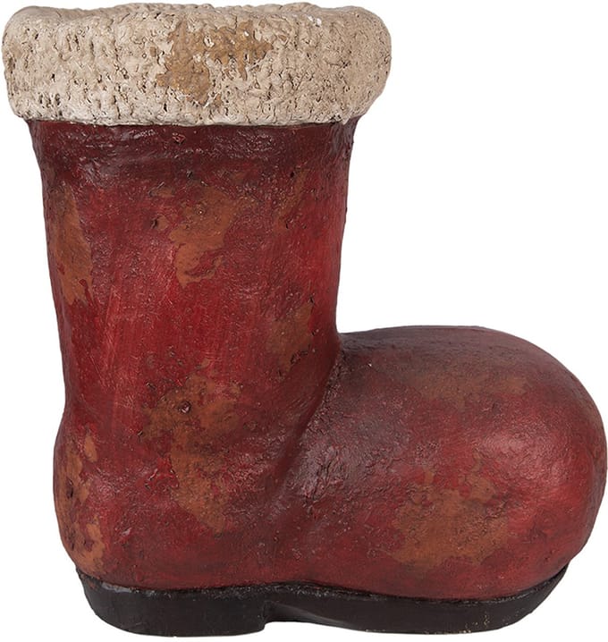 Clayre & Eef Kerstdecoratie Beeld Laars 28x18x30 cm Rood Keramiek