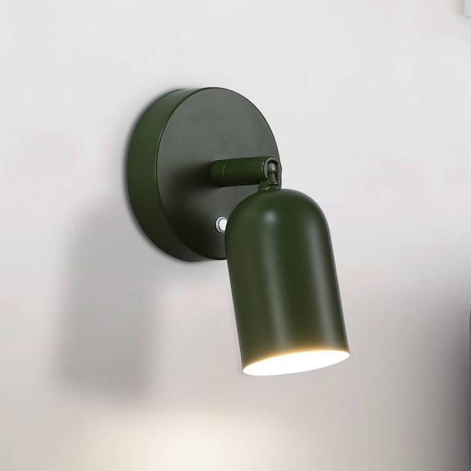 Searchlight LED wandlamp op batterijen CONE, donkergroen, breedte 10 cm, metaal