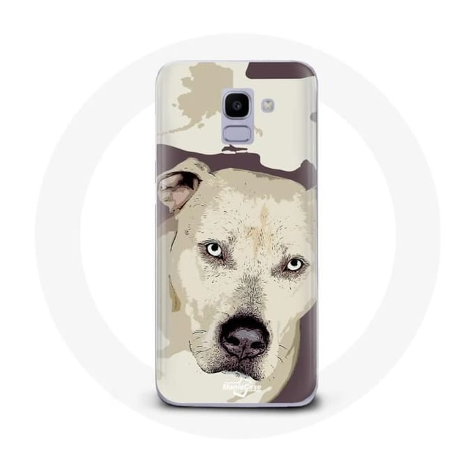 Case voor Samsung Galaxy A8 2018 Pitbull Hond Wit