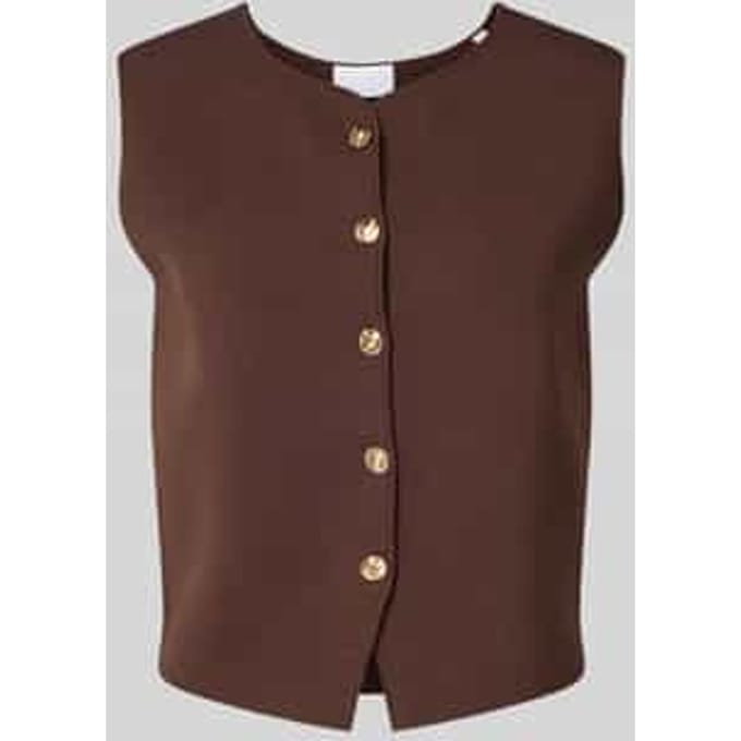 Mouwloos vest van viscosemix met ronde hals