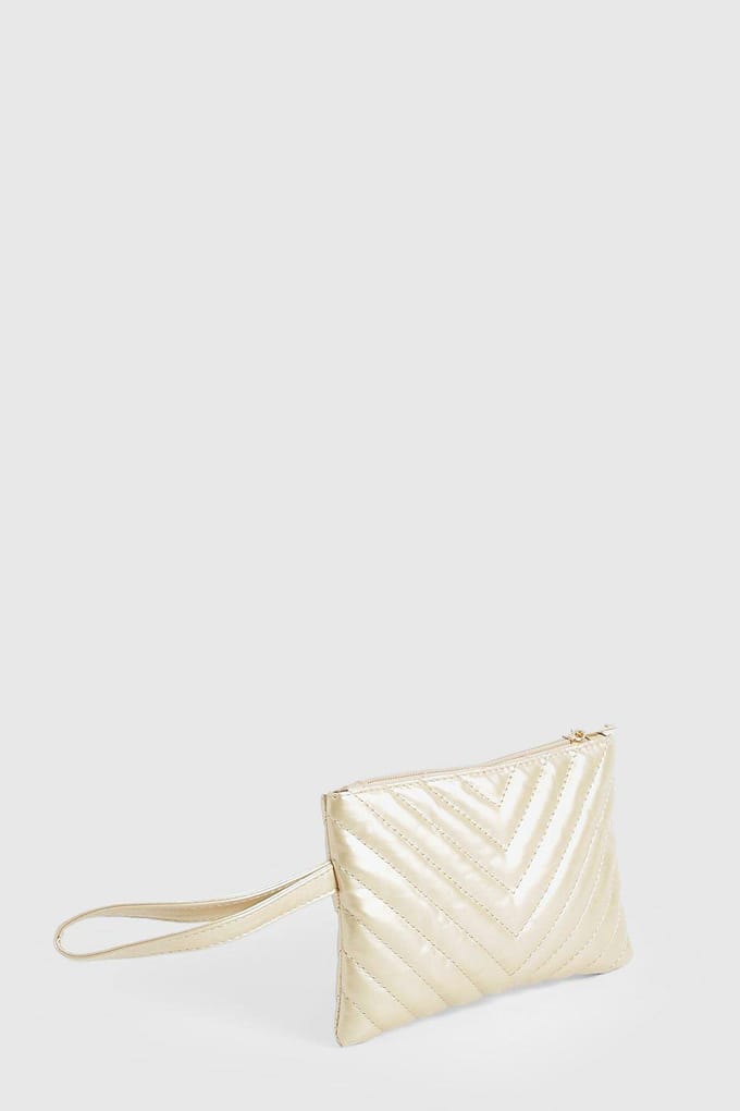 boohoo Dames Gequilte Basic Clutch Tas | Goud