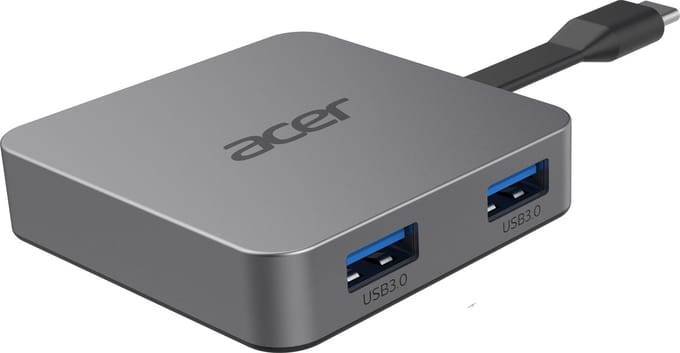 Acer 4-in-1 Type-C Dongle Bedraad USB 3.2 Gen 1 (3.1 Gen 1) Type-C Zilver