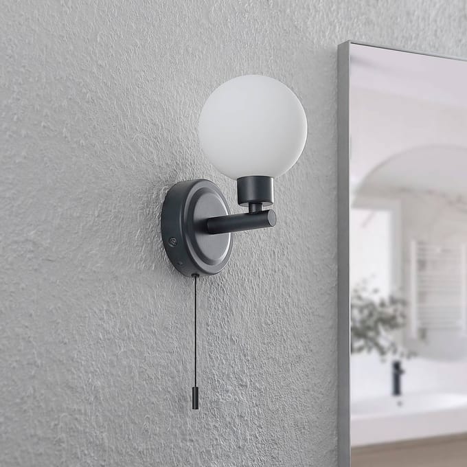 Lindby - Wandlamp - 1licht - Staal, glas - H: 17.7 cm - G9 - zwart mat