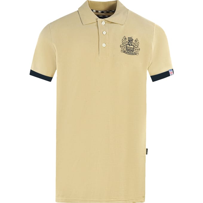 Aquascutum Branded Collar Beige Polo Shirt