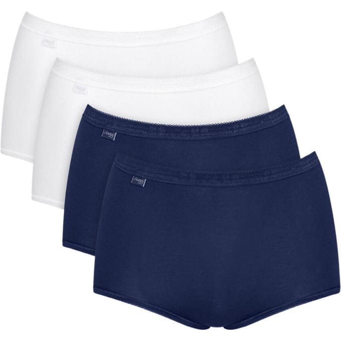 Sloggi Women Basic+ Maxi (4-pack) - dames slip - donkerblauw en wit