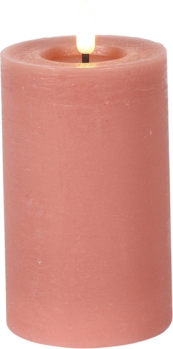 Countryfield Lyon LED kaars/stompkaars - roze - D7,5 x H12,5 cm - timer