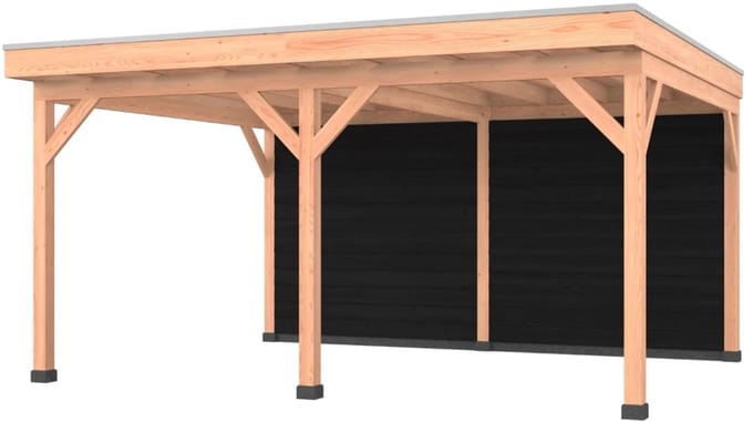 Douglas overkapping, 500 x 400, met achterwand, Westwood Comfort Plus Zwart