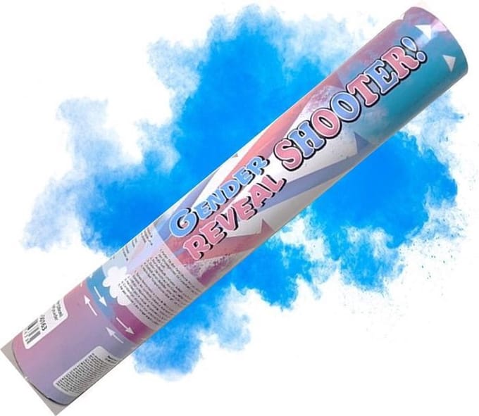Poeder shooter Gender Reveal 30cm | blauw | per stuk