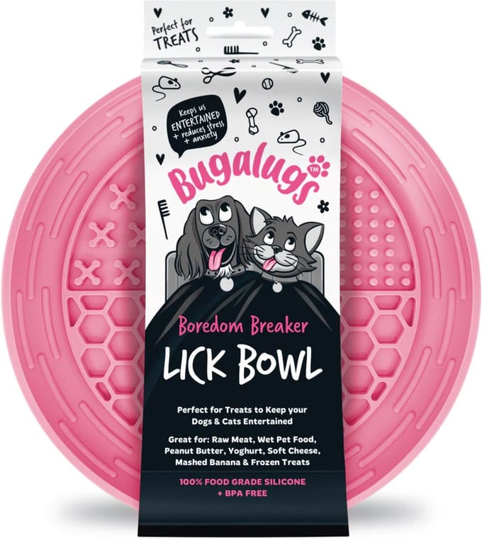 Bugalugs likbak voor dieren - Likmat - Slowfeeder - Honden - Katten - Siliconen - Roze