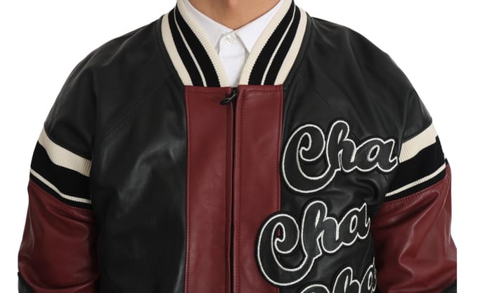 Dolce & Gabbana Mannen Leren Club Lounge Zwart Rood Jasje