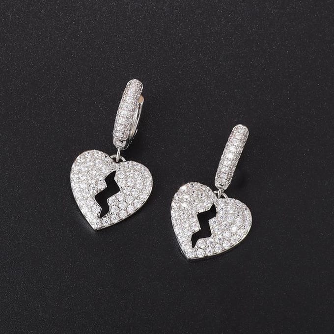 Oorbellen Hartzeer Sieraden Trendy Merk Gepersonaliseerd Micro Ingezette Zirkonia gray