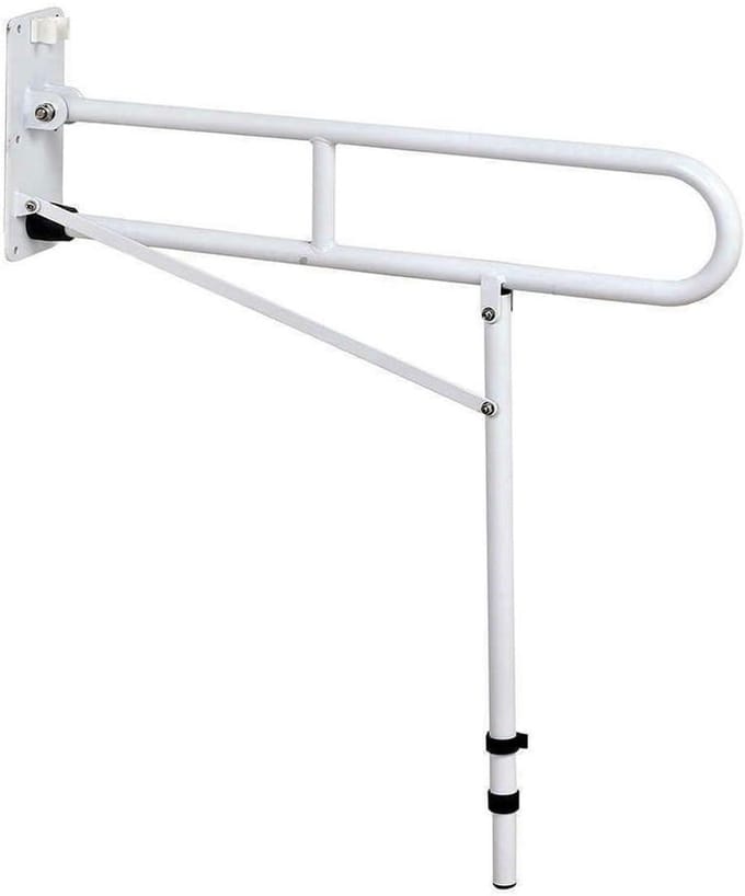 Wc Wandsteungreep - Inklapbare Handgreep - Veiligheid Badkamer - Met Steunpoot - 76 cm Lang - Wit