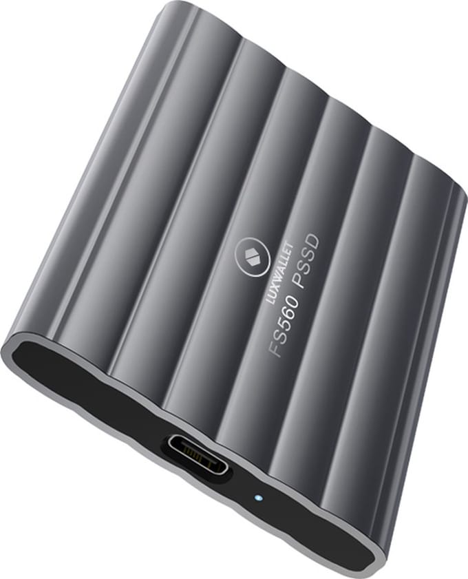 LUXWALLET QuickDrive - TB Draagbare SSD / Solid State Opslag - 1000GB - Type-C - USB-C / USB 3.1 - Metaal voor o.a. PC / Xbox / PS5 / Playstation 5