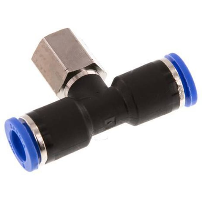 8mm x G1/8'' inline T-stuk Messing/PA 66 Insteekfitting Binnendraad Draaibaar NBR [2 Stuks]