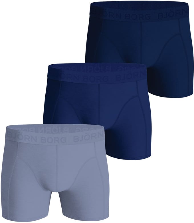 Björn Borg Cotton Stretch boxers - heren boxers normale lengte (3-pack) - 3 tinten blauw