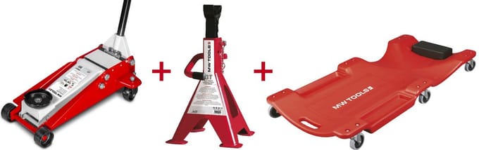 Set hydraulische krik, garagestand en montageligbed MW Tools CATM300D SET4