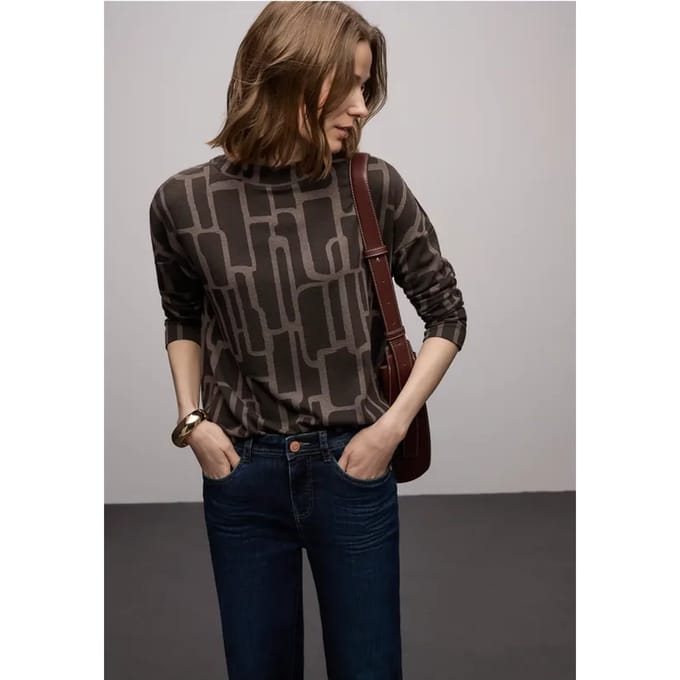 Shirt met print en trekkoord