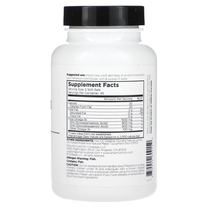 Amen, Omega 3, 90 Softgels (750 mg per softgel)