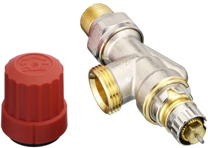 Danfoss Ventielhuis RA-N 15 G 3/4 AG, UK (Axiaal), Mat vernikkeld, 013G4203